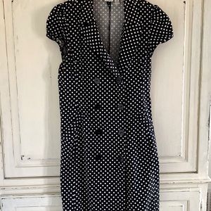 🌿CATO Vintage Inspired Black and White Polka Dotted Button Down Dress
